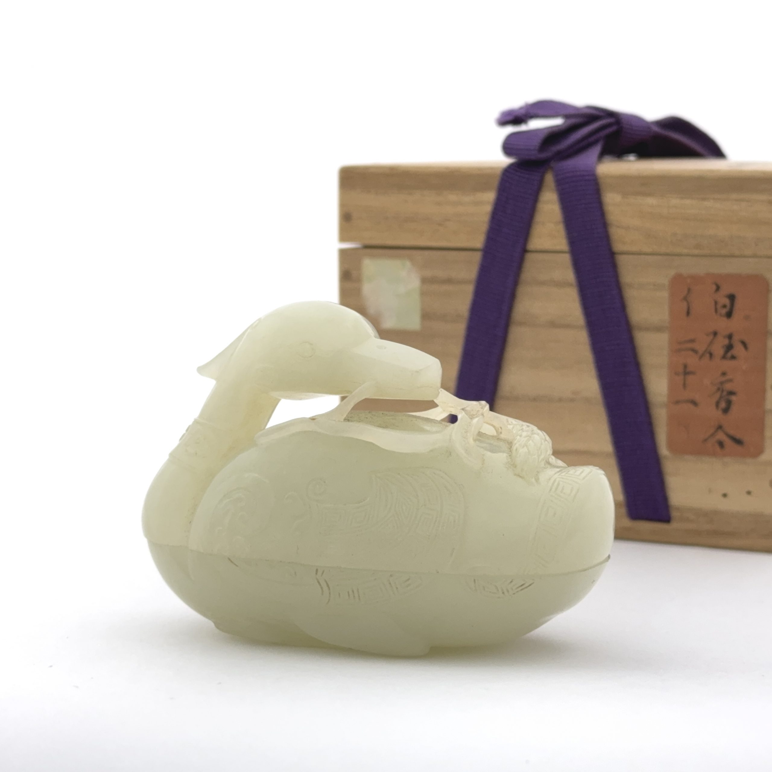 36182	白玉雕 水鳥 蓋盒