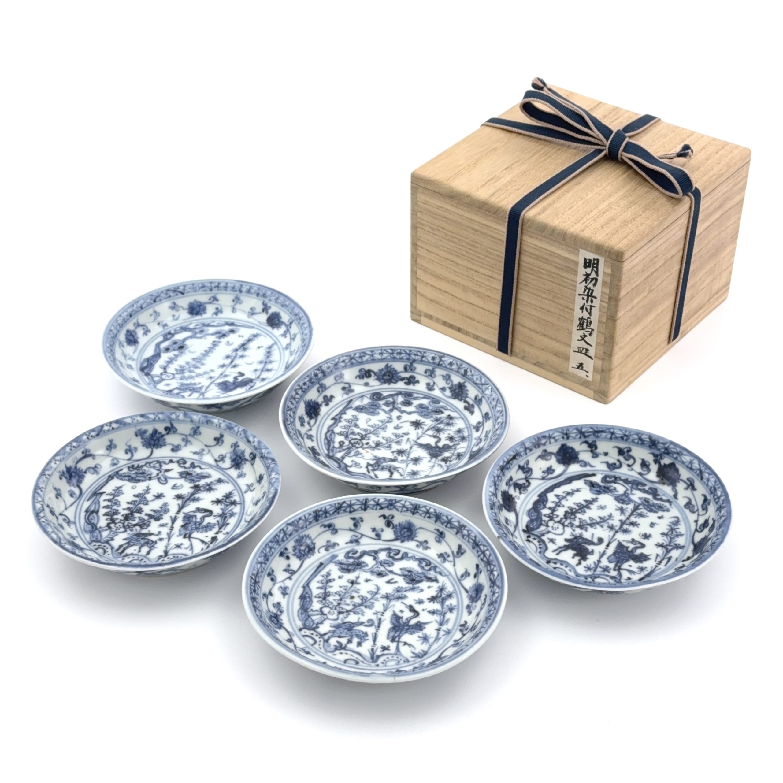 36027	明空白期 青花 吉祥図 盤⑤	　