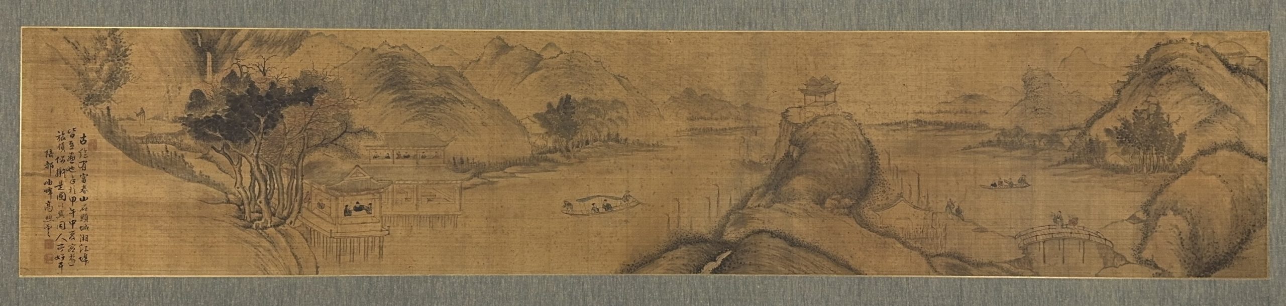 36526	「高煦雲」画 山水図 扁額	40×204㎝