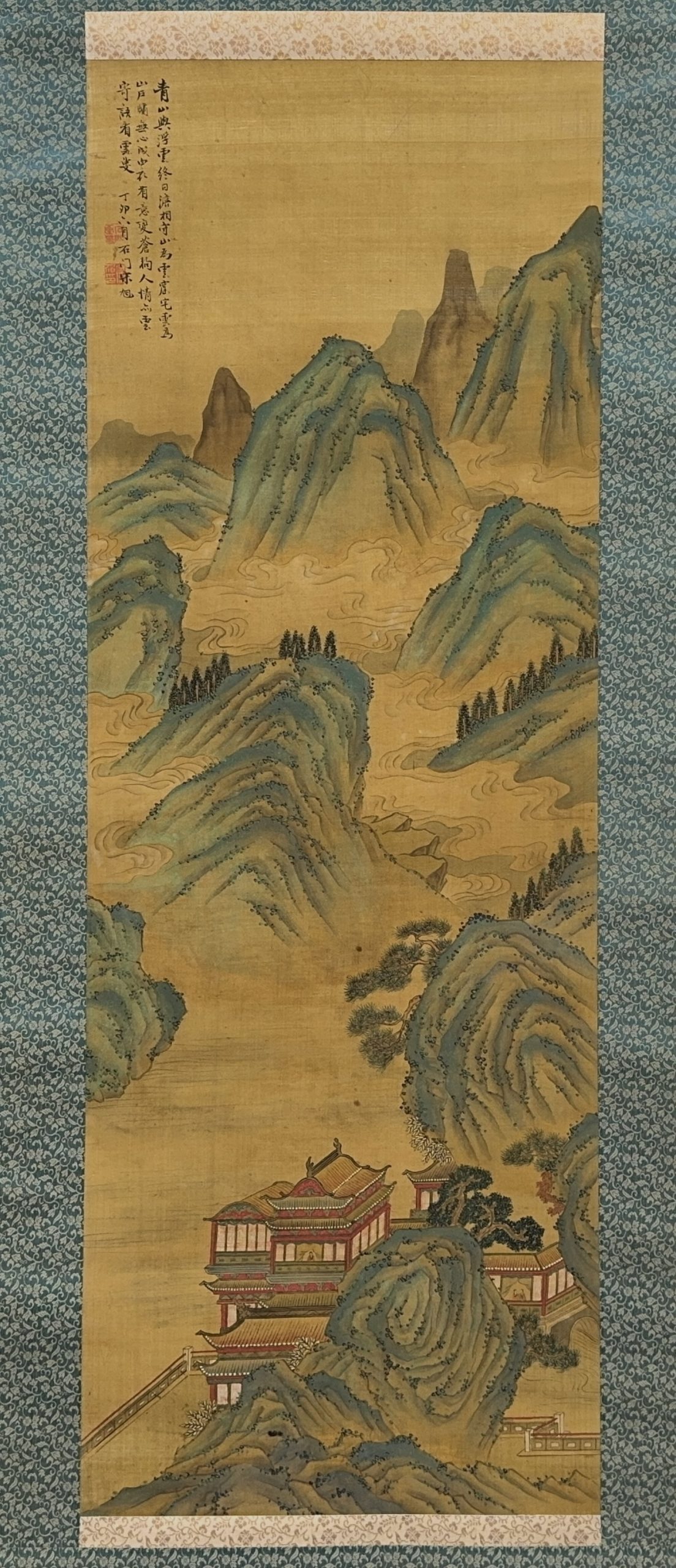 36539	「宋旭」款 古画 楼閣山水図 軸	108×38㎝