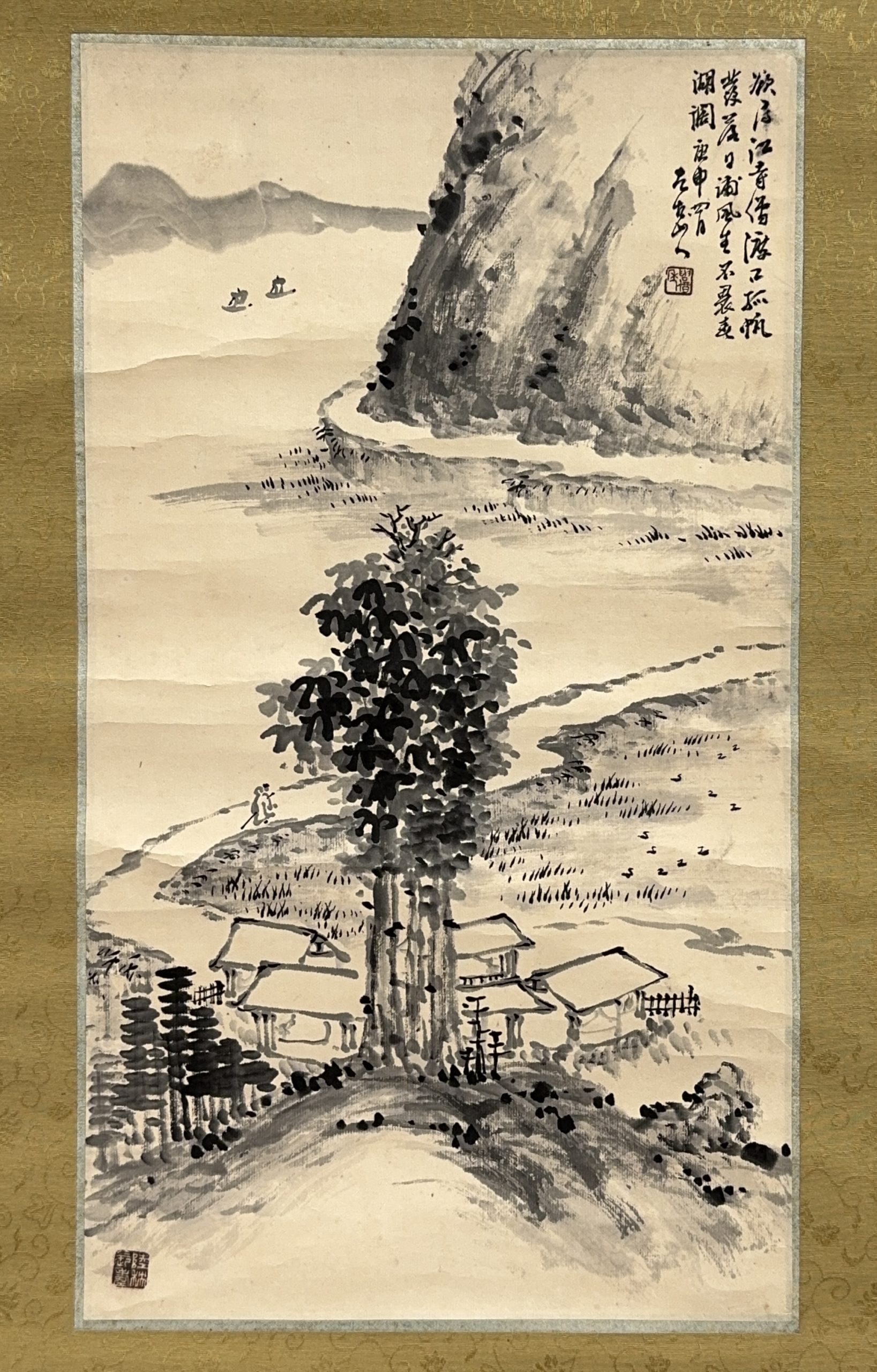 36589	在銘 山水図 軸	39×22㎝