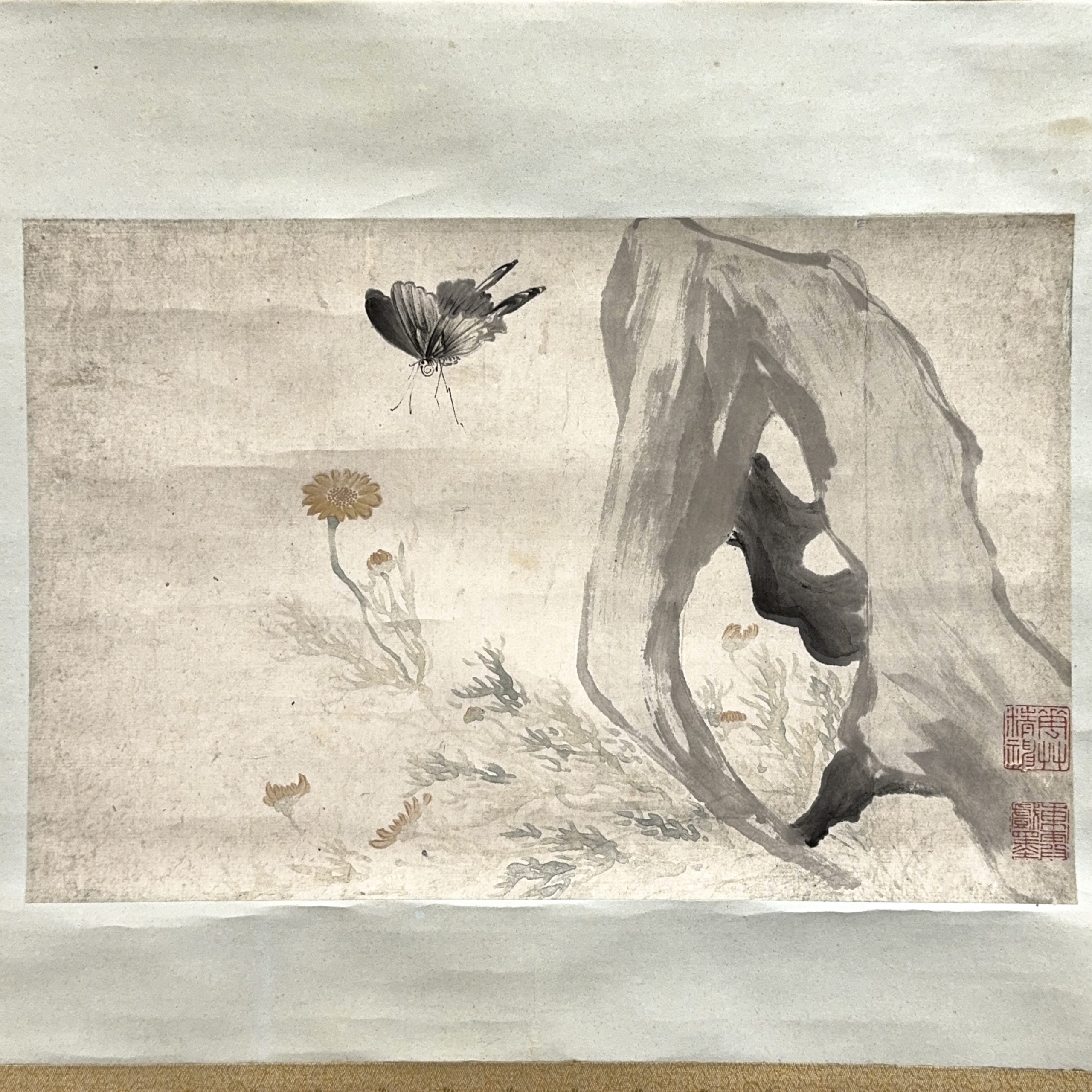 36592	在印 花蝶図 軸	24×37.5㎝