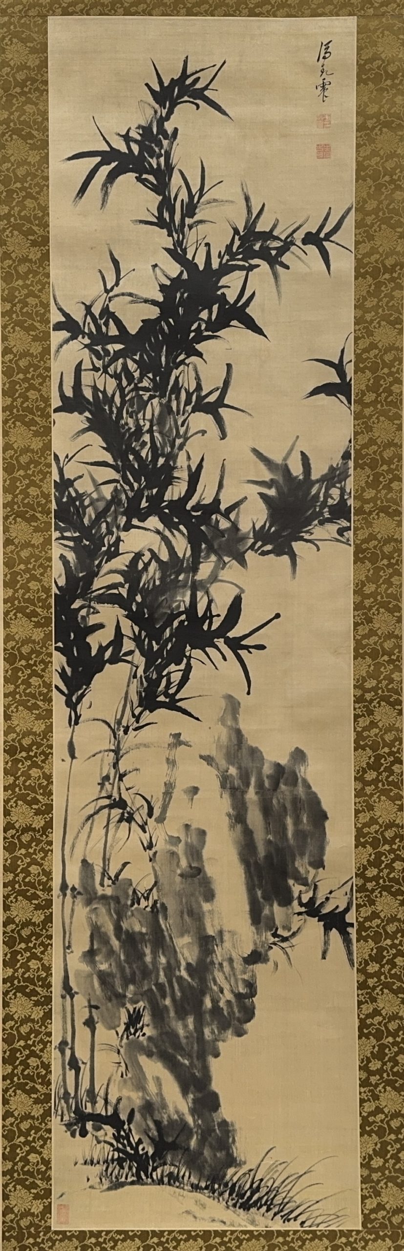 36626	「馮起震」画 竹図 軸	167×42㎝