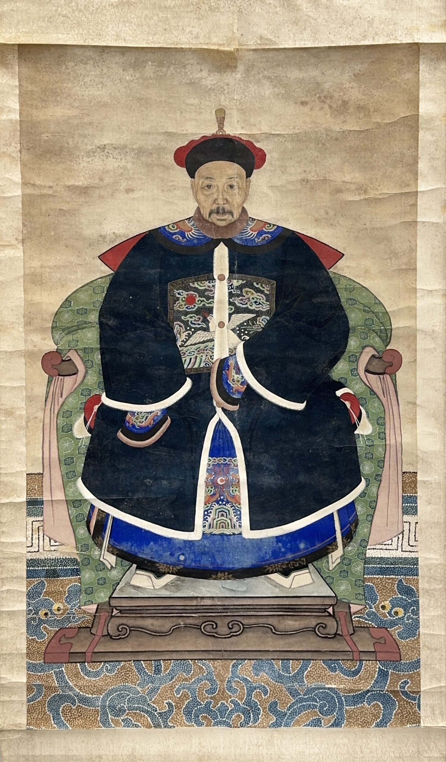 36649	乾隆年 老男影像 軸	100×58㎝