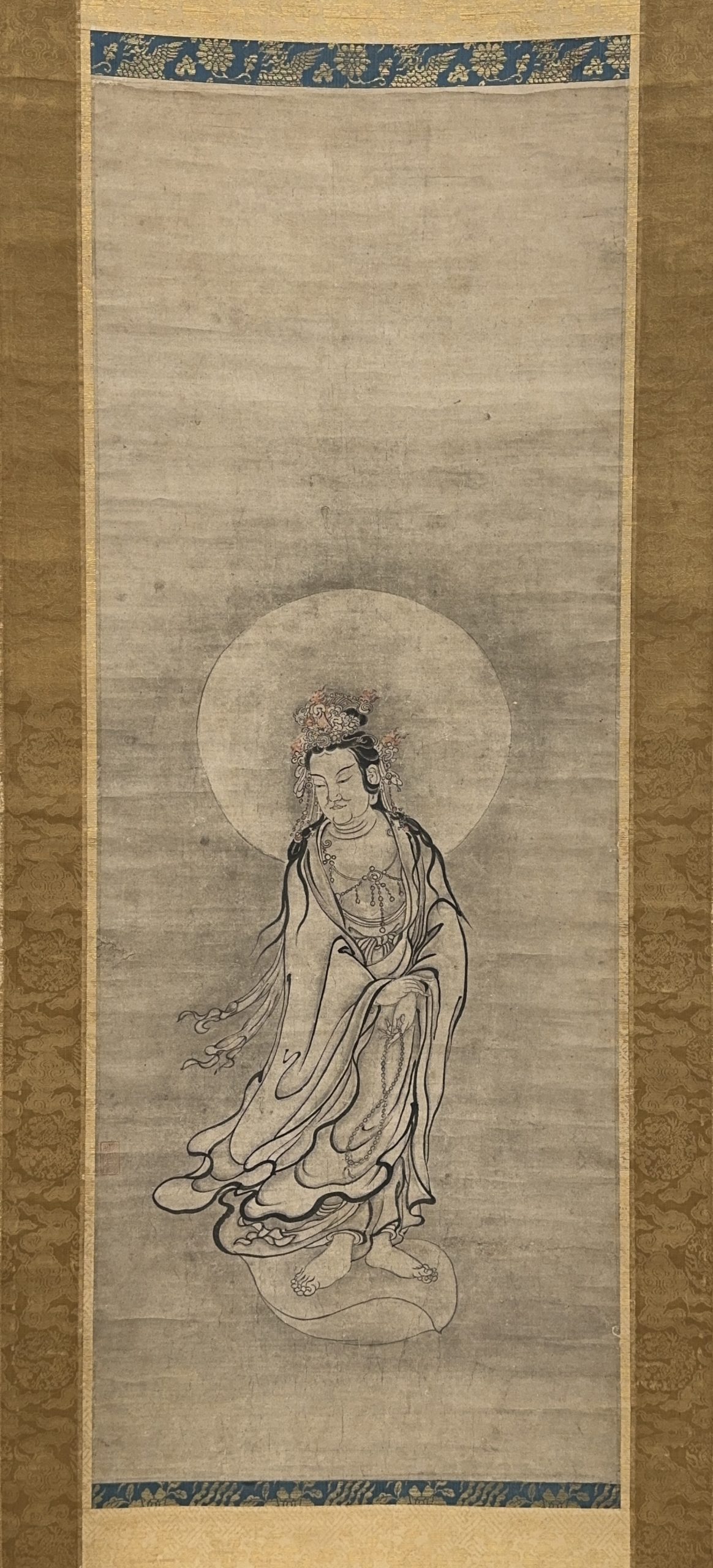 36666	古画 観音図 軸	116×44㎝