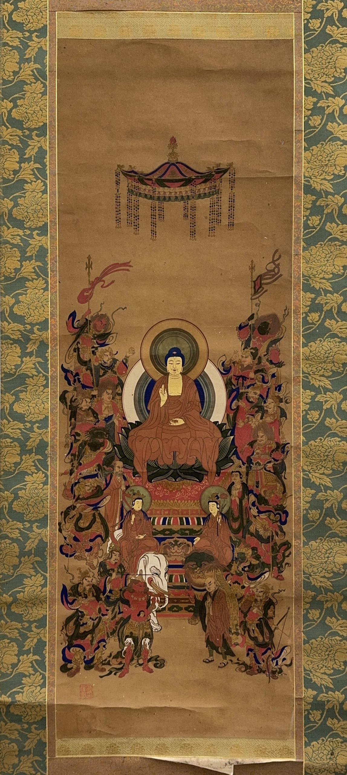 36675	「高在寿」印 佛画 軸	80×27㎝