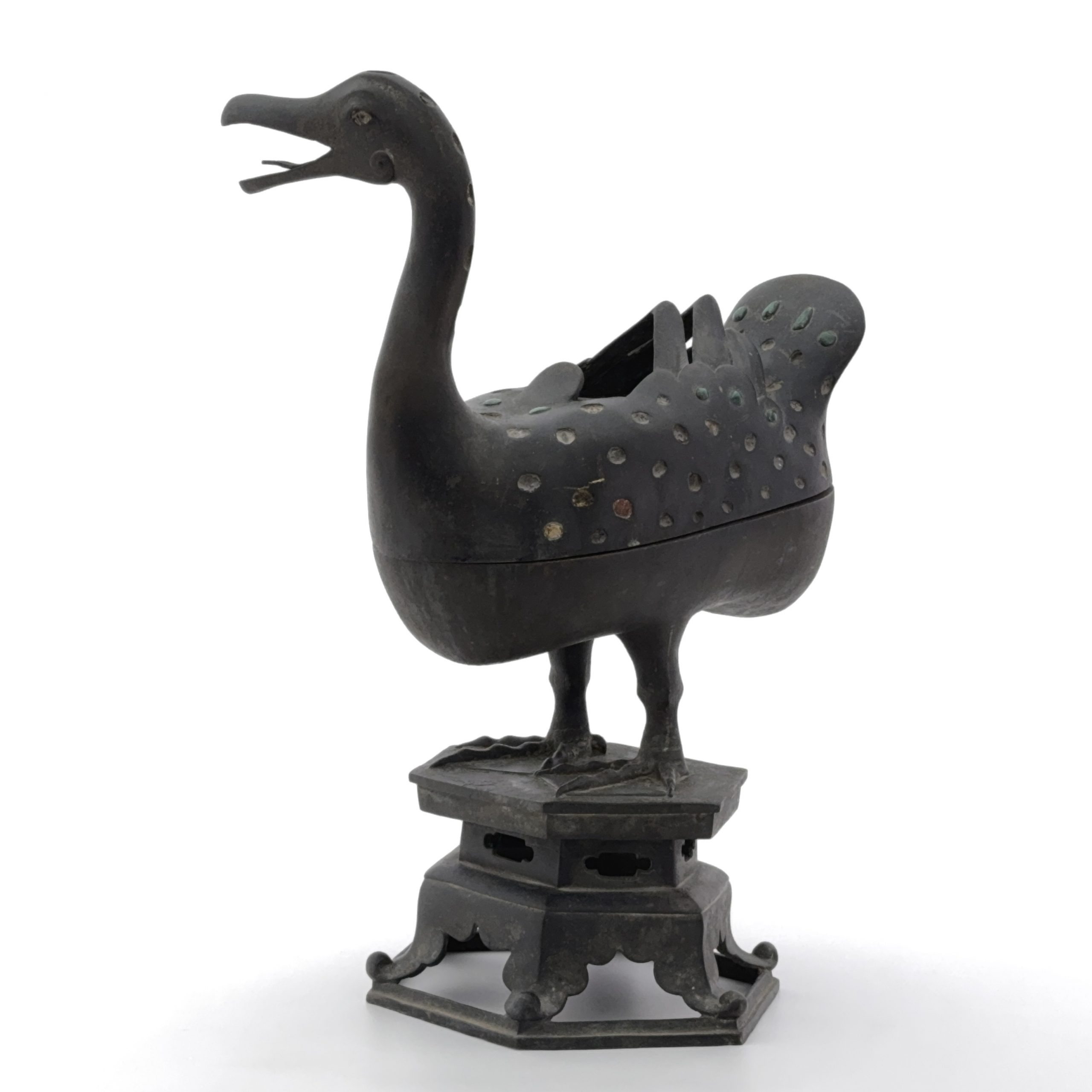 36093	明 銅嵌百寶 水鳥形 大香爐