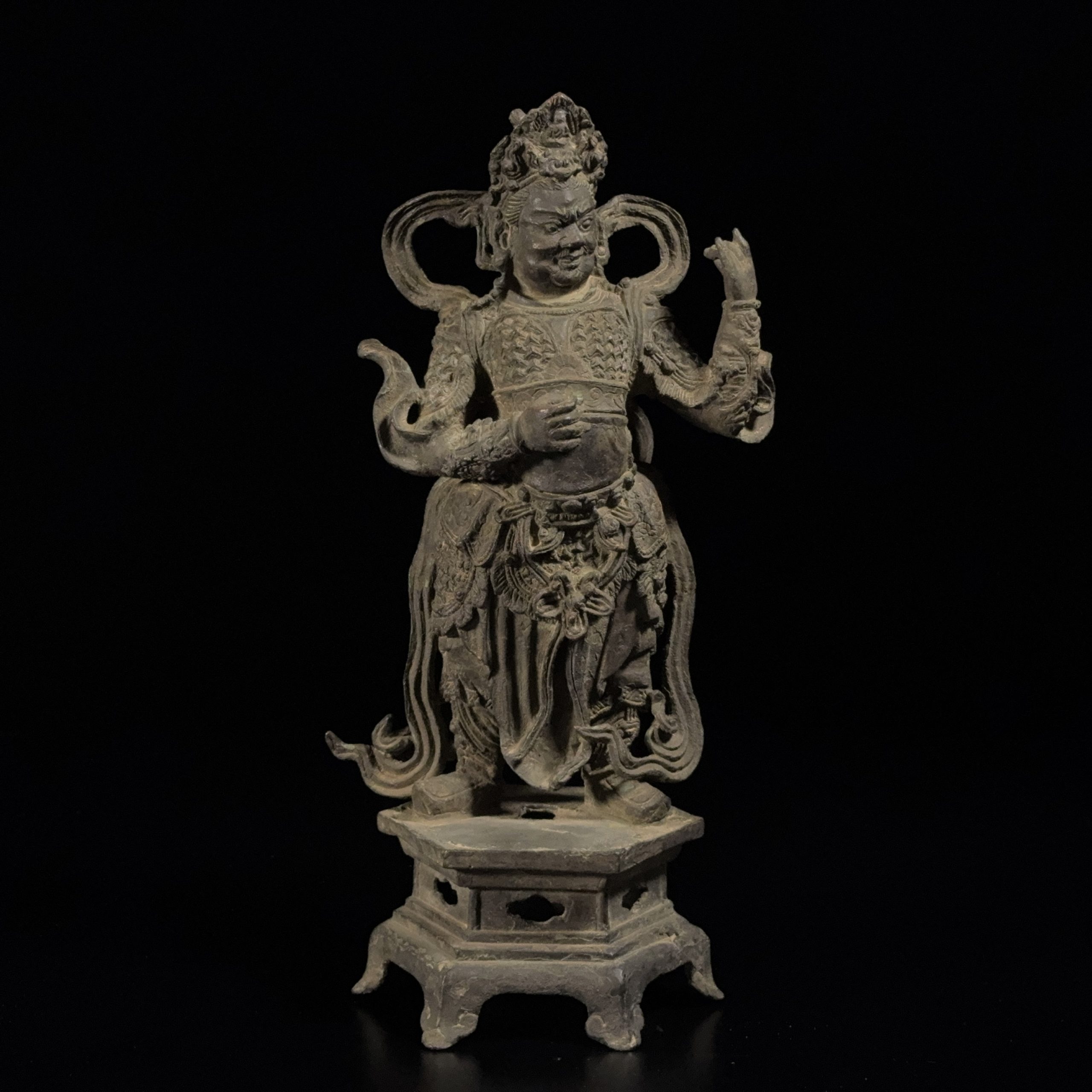 37165	明 銅 武人立像