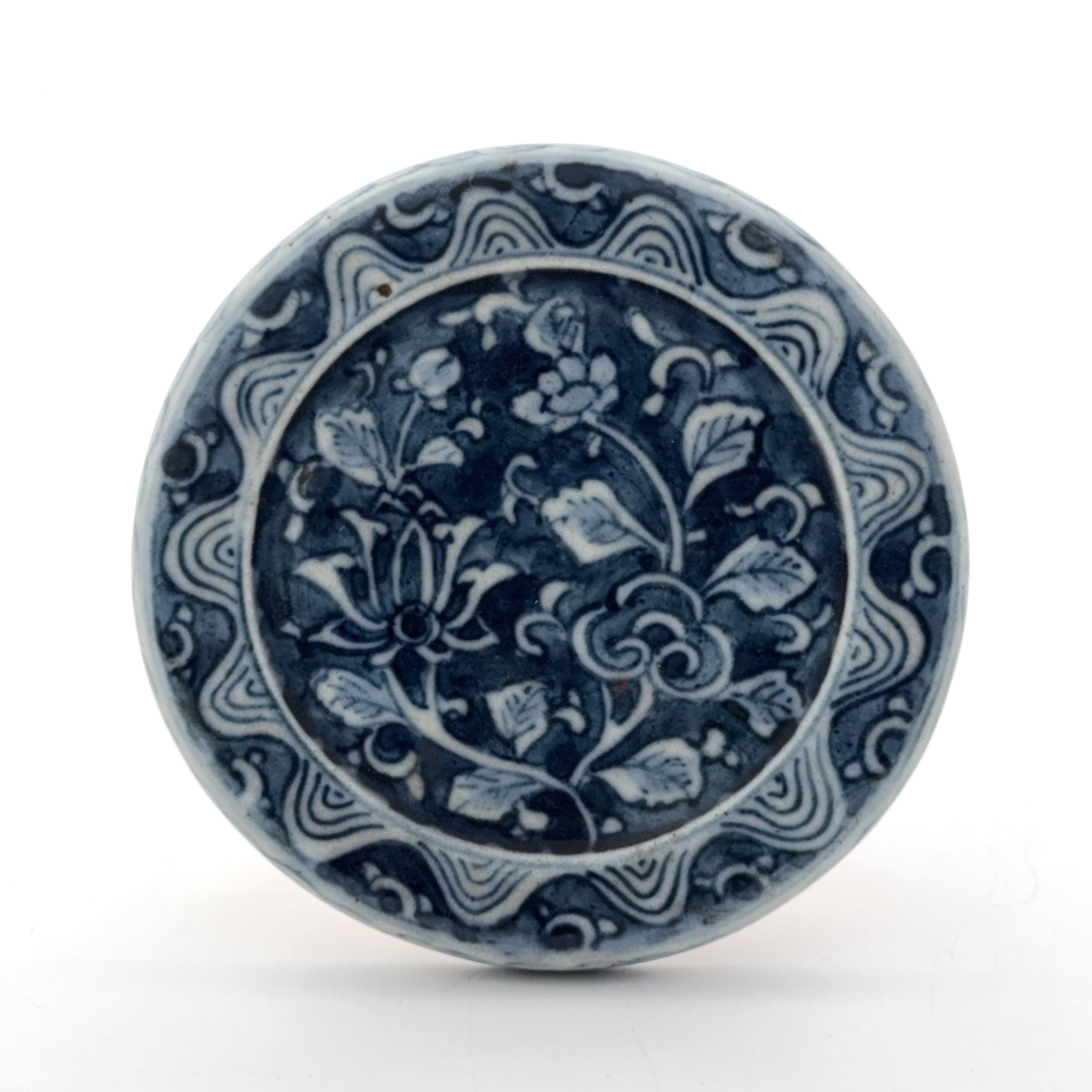 37198	明 青花 花図 印盒