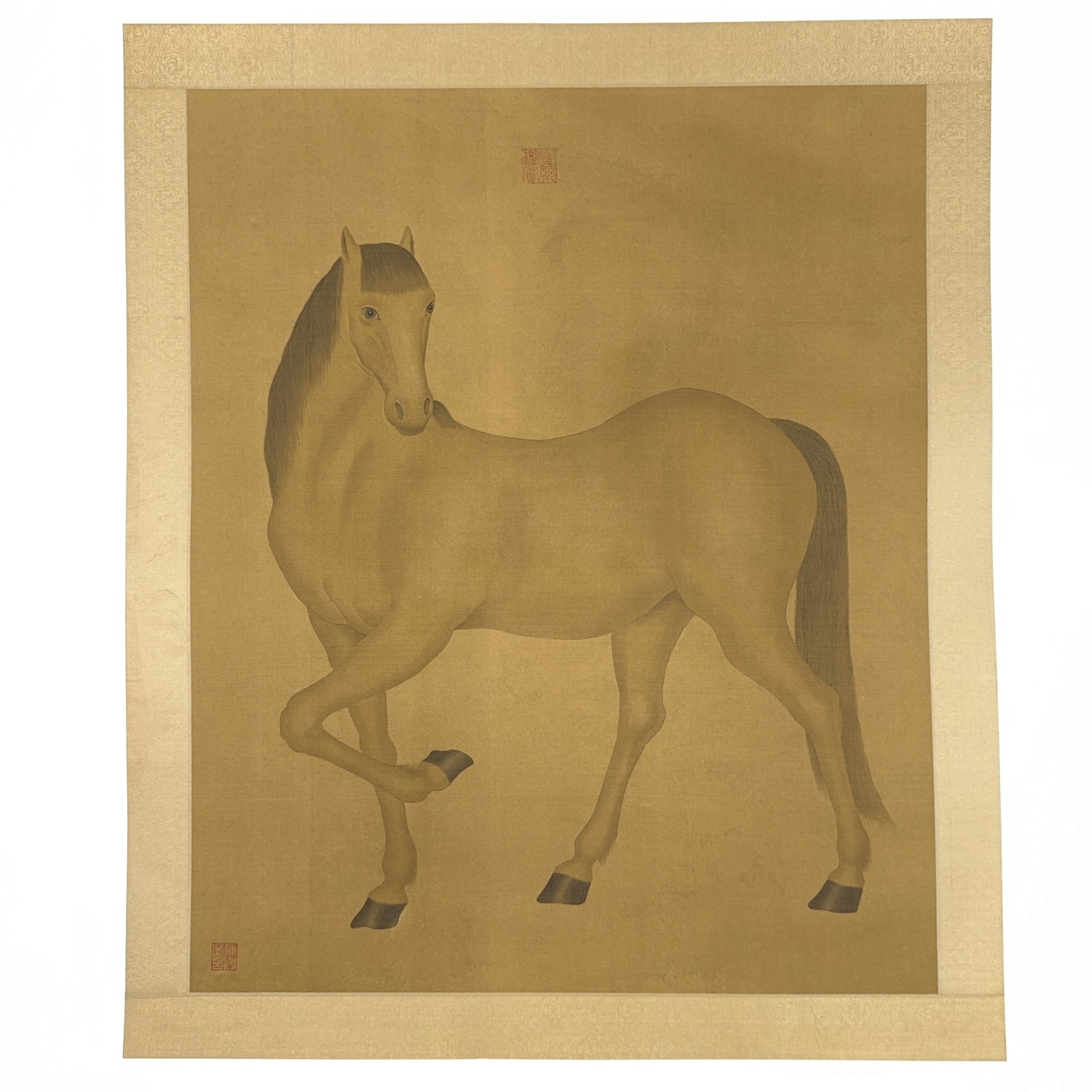 37522	「宣統観賞」馬図 額等 計2件	 75×58㎝ 70×58㎝