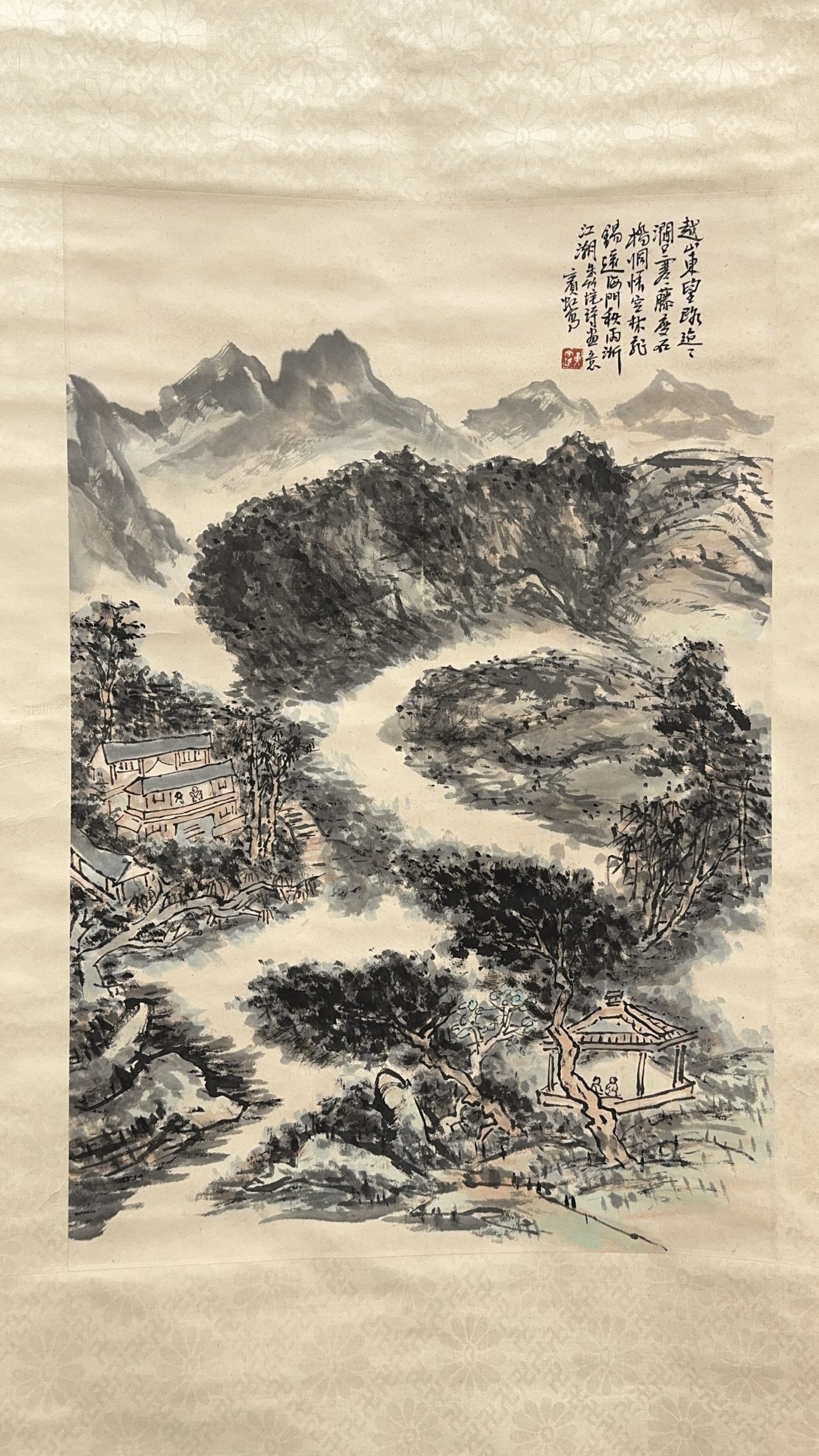 37558	「黄賓虹」画 山水図 軸	68×45㎝