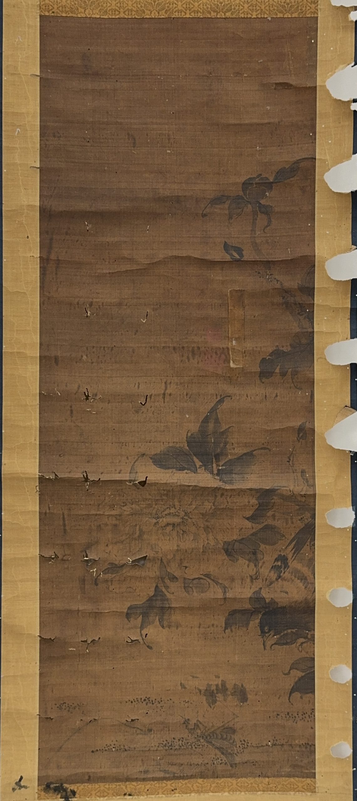 37567	古画 猛禽蟷螂図 軸	82×29.5㎝