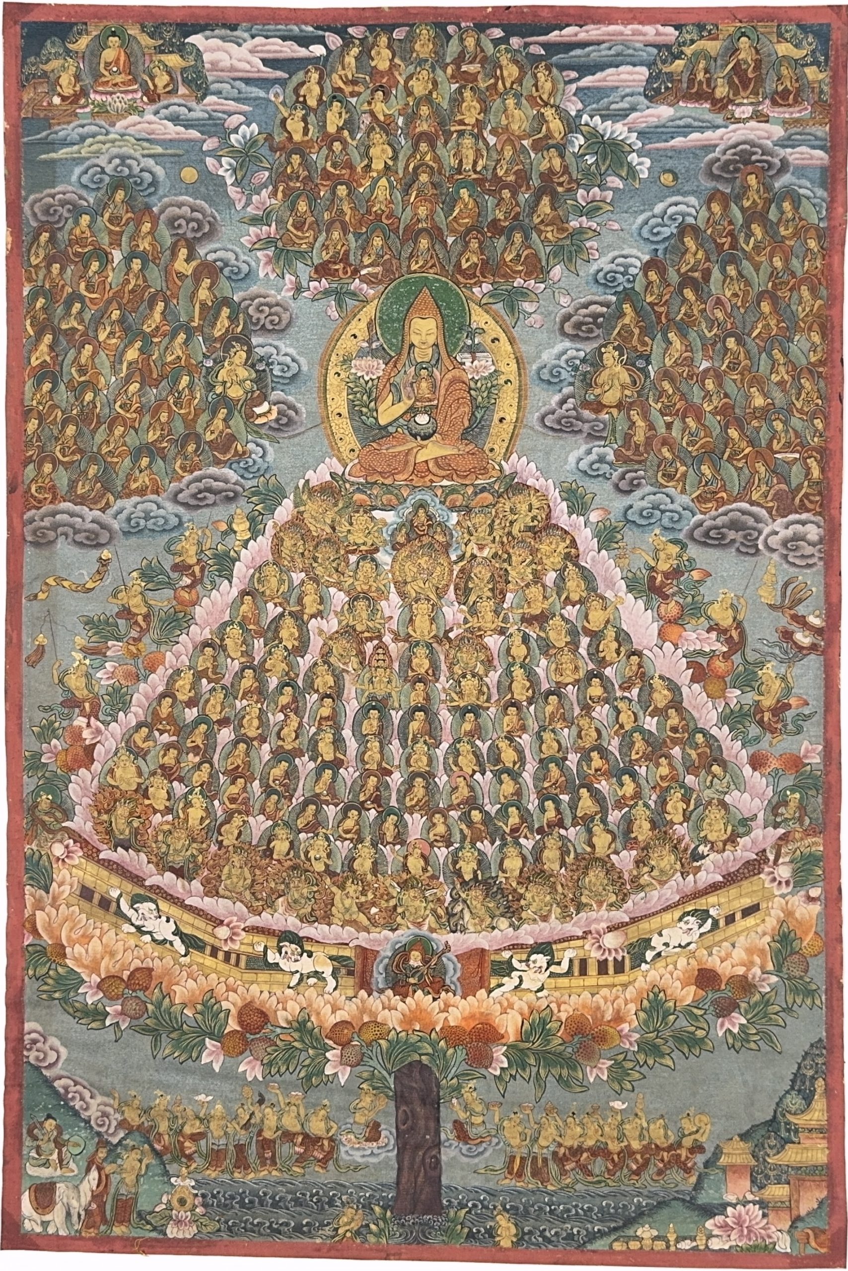 37570	西蔵十八世紀 上師唐卡 額	66.5×43㎝