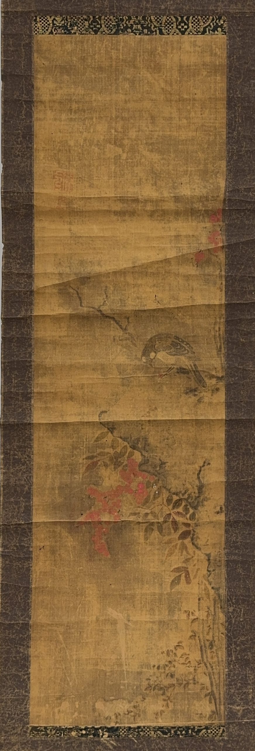 37638	古画 花鳥図 軸	86×24㎝