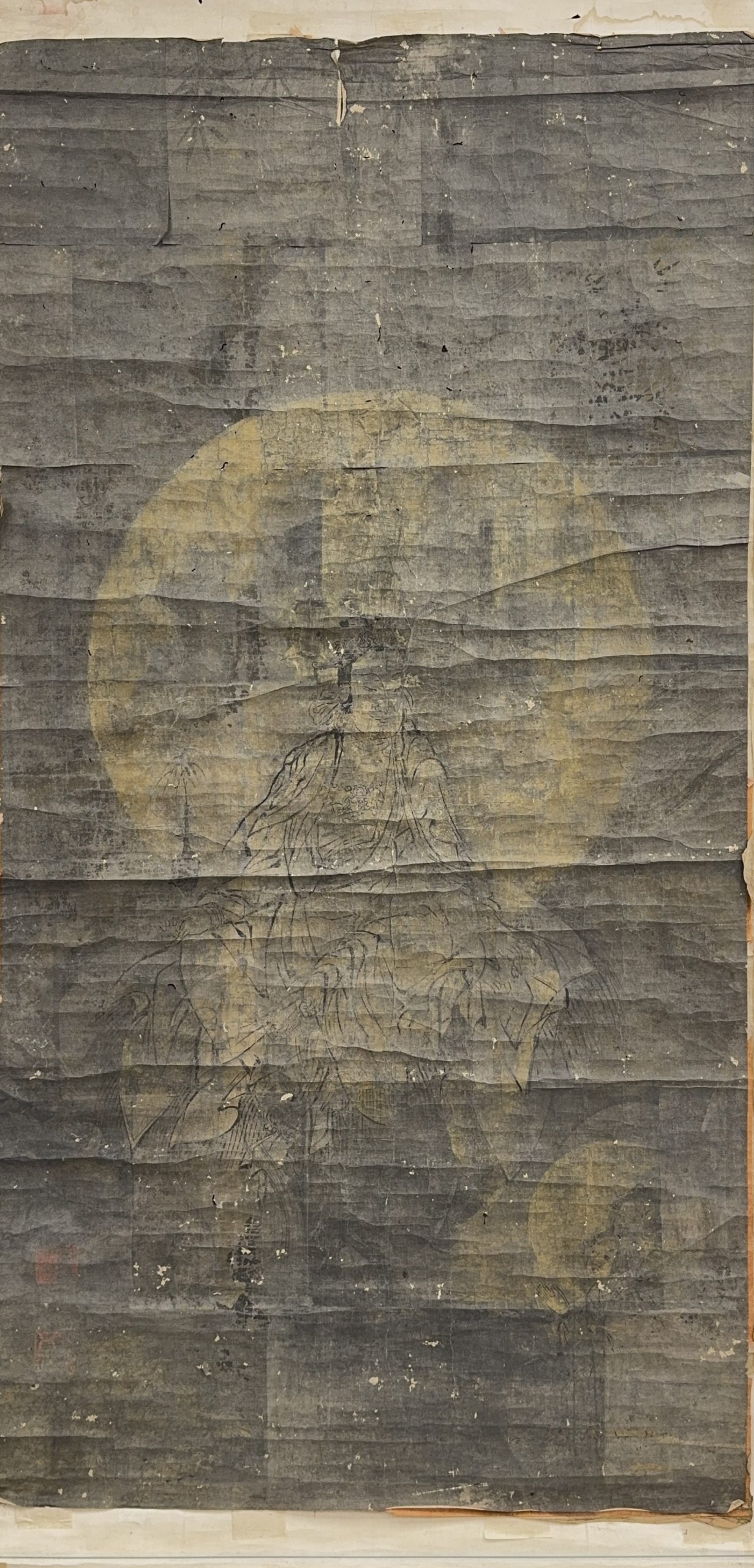 37644	在印 古画 観音図 軸	174×89㎝