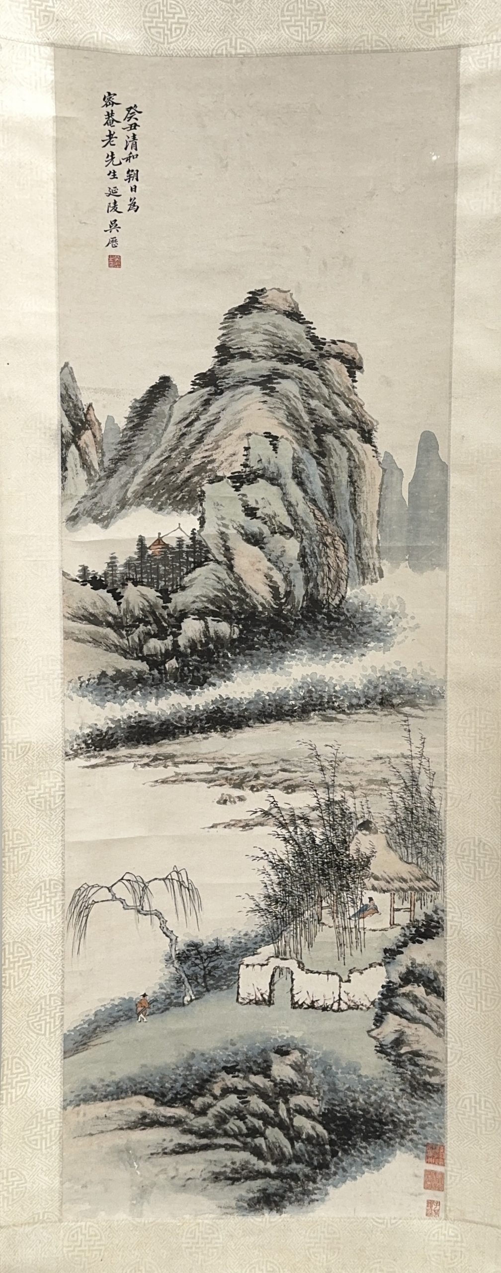 37683	「呉歴」画 山水図 軸	129×43㎝